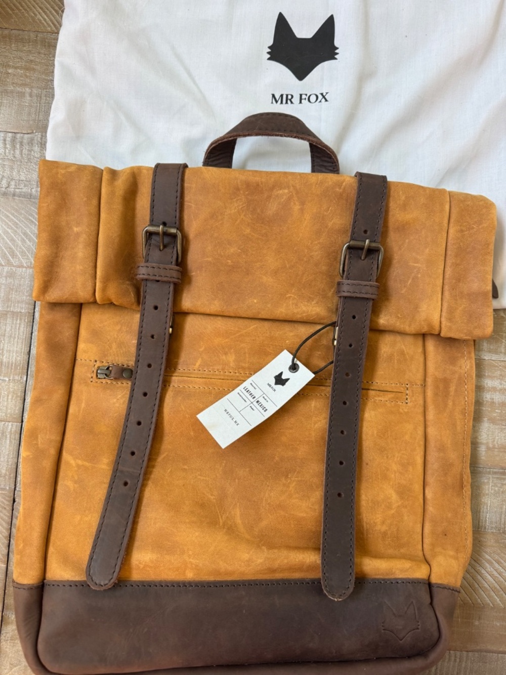 Mr Fox leather backpack handmade Mexico - Picture 4 of 6